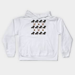 Dachshund with ball and dog treats pattern Kids Hoodie